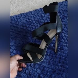 High heel black open toed shoes